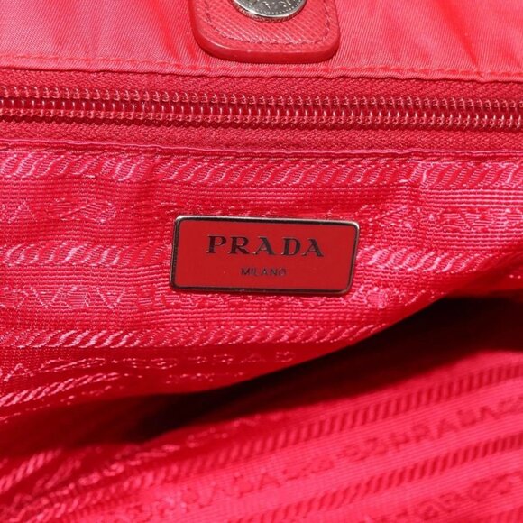 PRADA Tote Bag Nylon Red Silver Auth 155081 - Picture 9 of 16
